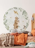 Miś naklejka okrągła miś small