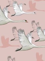 Vector,Illustration,Of,Seamless,Pattern,Of,Drawing,Flying,Swans.,Hand