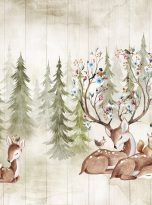 Watercolor,Forest,With,Animals,,Wallpaper,For,Kids,,Woodland,Creatures,,Deer