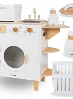 DREWNIANA-PRALKA-XXL-Z-ZELAZKIEM-KOSZEM-UMYWALKA-PRANIE-MONTESSORI