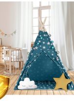 TIPI-namiot-wigwam-dla-dzieci-TEEPEE-Poduszki-Lampki-Pokrowiec-Nukido-Kolor-niebieski