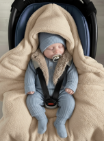 otulacz do fotelika boucle beżowy