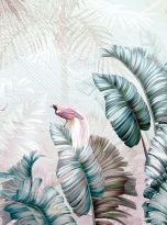 Illustration,Of,Wallpaper,Design,With,Tropic,Leaves,And,Birds,On