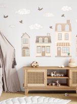 Naklejki-na-sciane-dla-dzieci-domki-miasto-bezowe-boho-brazowe-neutralne-Dlugosc-300-cm