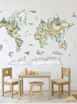 Naklejki-na-sciane-dla-dzieci-mapa-swiata-zwierzeta-akwarela-XL-Dlugosc-108-cm