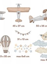 Naklejki-na-sciane-samoloty-balony-gwiazdki-ksiezyc-niebieskie-brazowe-EAN-GTIN-5907022949292
