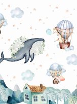 Watercolor,Whale,And,Animals,On,Balloons,Over,The,City,For