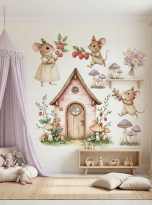 Naklejki ścienne Myszki i truskawki Bajkowe Wnętrza