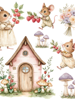 Naklejki ścienne myszkii truskawki