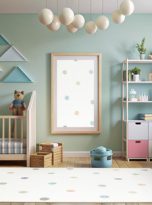 Mock up poster frame in children room,kids room,nursery mockup,3d renderin