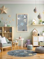 Mock up frame in children room interior background, Scandinavian