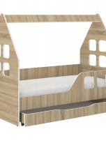 Lozko-dzieciece-DOMEK-SONOMA-z-SZUFLADA-140×70-materac-Biale-Lub-Sonoma